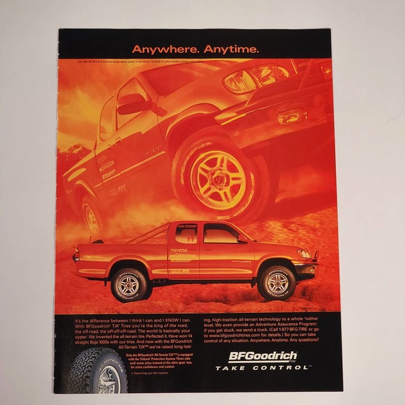 BFGoodrich "Anytime.Anywhere." Toyota Tundra Print Ad Garage Wall Art 8.5x11 - Picture 1 of 5